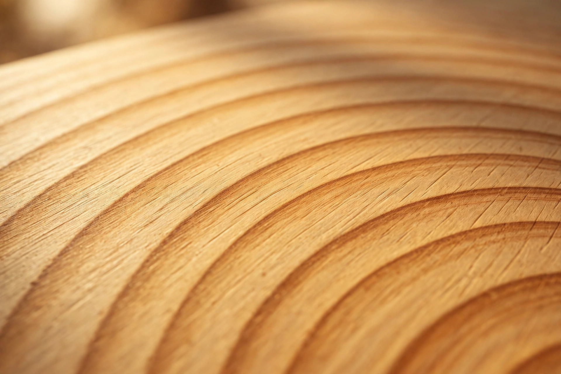Close-up of wood grain showing growth rings that beginners learning the best wood for woodworking projects should study before cutting