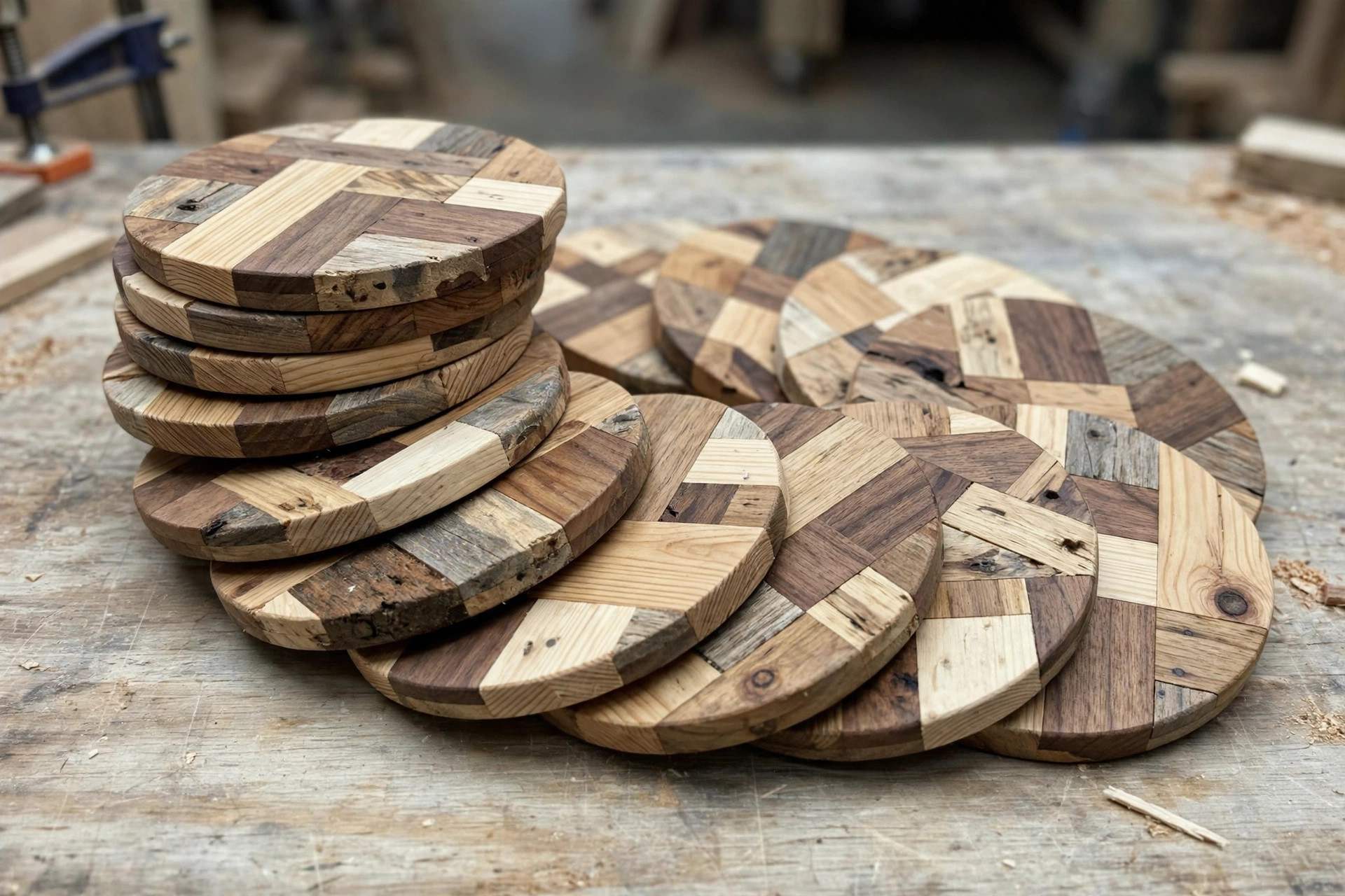 Handmade wooden coasters, one of the easiest scrap wood projects for beginners